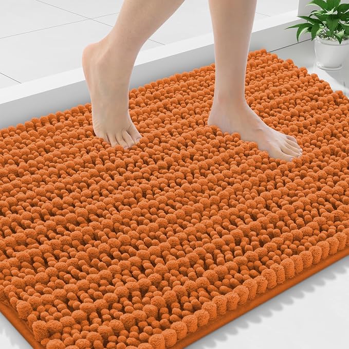 Smiry Bathroom Rugs Mat 36x24, Extra Soft Absorbent Chenille Bath Rugs, Non Slip Rubber Backing Machine Washable Quick Dry Bath Mats for Bathroom Floor, Tub, Shower, Home Decor Accessories, Clay
