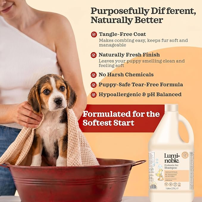 Prebiotic Hypoallergenic Sensitive Dog Shampoo – Oatmeal & Vanilla Scent Formula, Sensitive Skin | Vegan, Paraben-Free, Moisturizing & Deodorizing, Pet Shampoo | Safe for Dogs & Cats – 1 Gallon