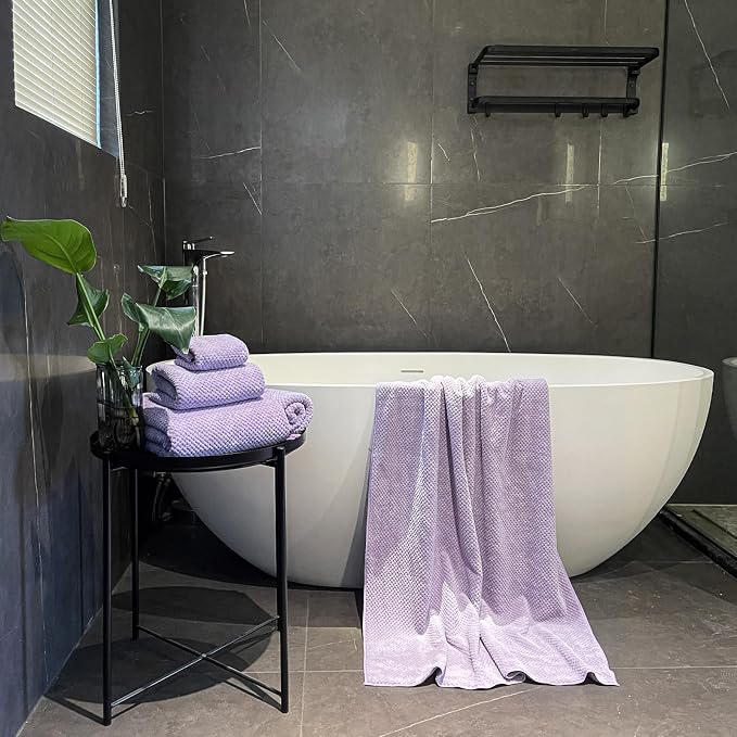 Oversized Bath Towels Extra Large 40x80 Inches Bath Sheets for Adults Super Soft Quick Dry Highly Absobent Microfiber Shower Towels (Lavender,6 Piece)…