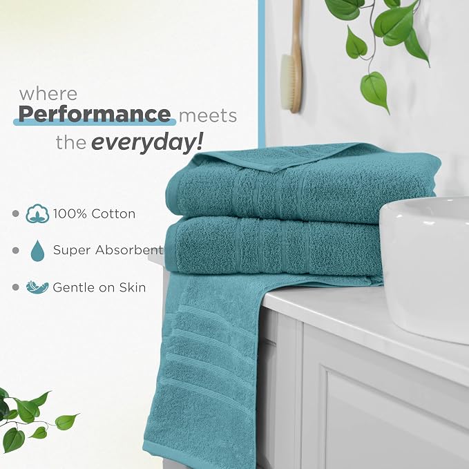 Martex 2-Pack Ultimate Performance Bath Sheet Set, Larkspur Teal, 33" x 65" | 100% Cotton, Extra Large Bath Towels, Super Absorbent, Low-Linting, Supersoft