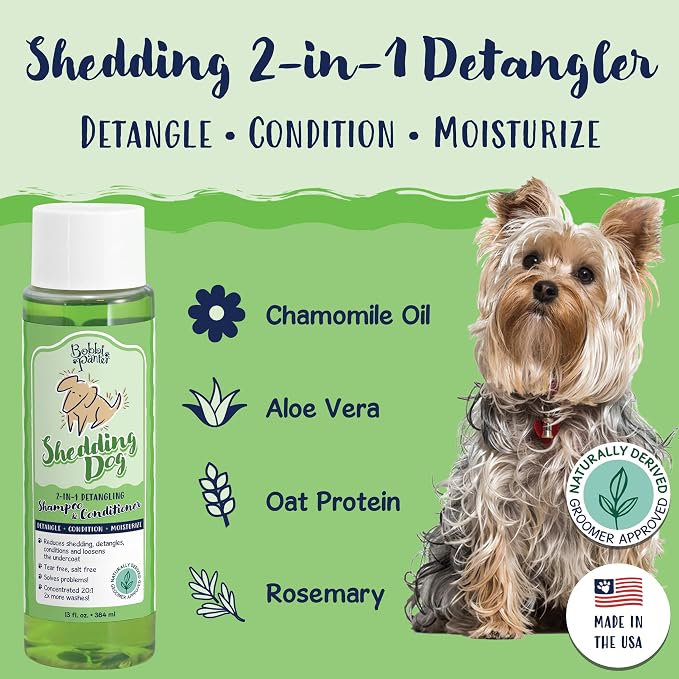 Bobbi Panter 2-in-1 Dog Shampoo & Conditioner for Shedding – Detangling Natural Formula Reduces Shedding & Tangles, Softening, Tear-Free, 10:1 Concentrate, Made in USA, 13 oz