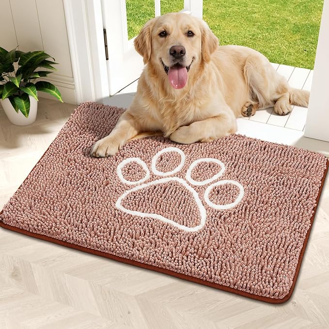 Bcoimo Super Absorbent Dog Door Mat, 36"*24" Anti Slip Mat for Muddy Paws, Pet Rugs for Dirty Paws Washable that Absorbs Moisture and Dirt, for Dog Cage and Pet Resting Carpet