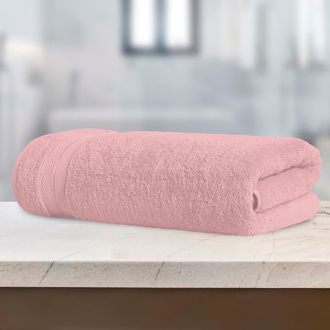 Elegant Comfort Three Line Popcorn Towel Set for Bathroom 35 x 70 inches, Premium Hotel Quality 1-Pack Jumbo Towels, 100% Turkish Cotton, Soft and Durable, Quick Dry and Highly Absorbent, Dusty Pink