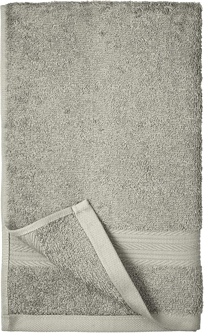 Amazon Basics 6-Piece Fade-Resistant 100% Cotton Hand Towels for Bathroom, Soft Absorbent, 26 x 16 inches, Gray