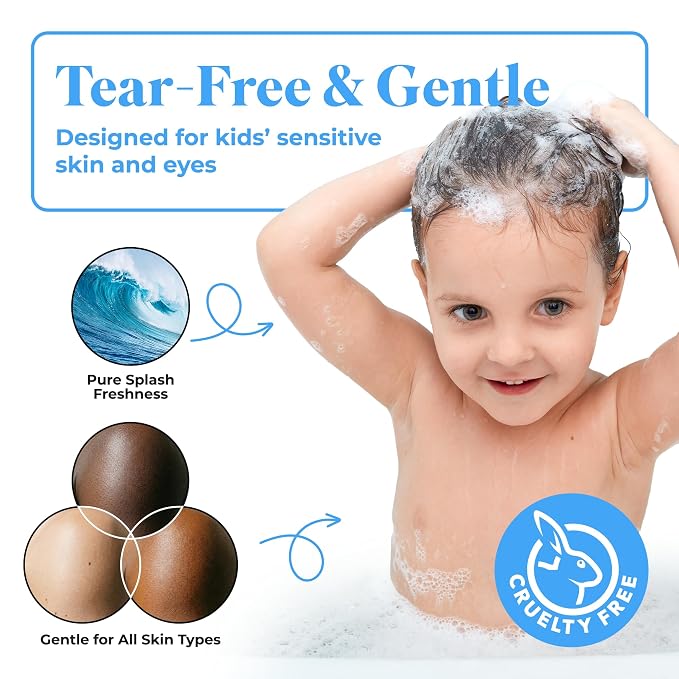 White Rain 3-in-1 Kids Shampoo Conditioner Body Wash, 12 fl oz (Pack of 3), Tear-Free Shampoo, Kids Body Wash, Paraben-Free, Gentle Formula for Daily Bath Routines, Pure Splash