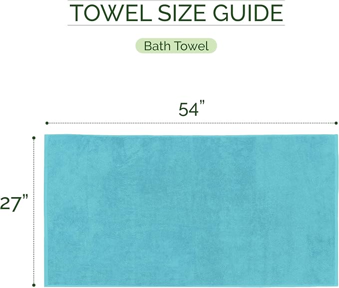 Elegant Comfort Three Line Popcorn Towel Set for Bathroom 27 x 54 inches, Premium Hotel Quality 2-Pack Bath Towels, 100% Turkish Cotton, Soft and Durable, Quick Dry and Highly Absorbent, Aqua