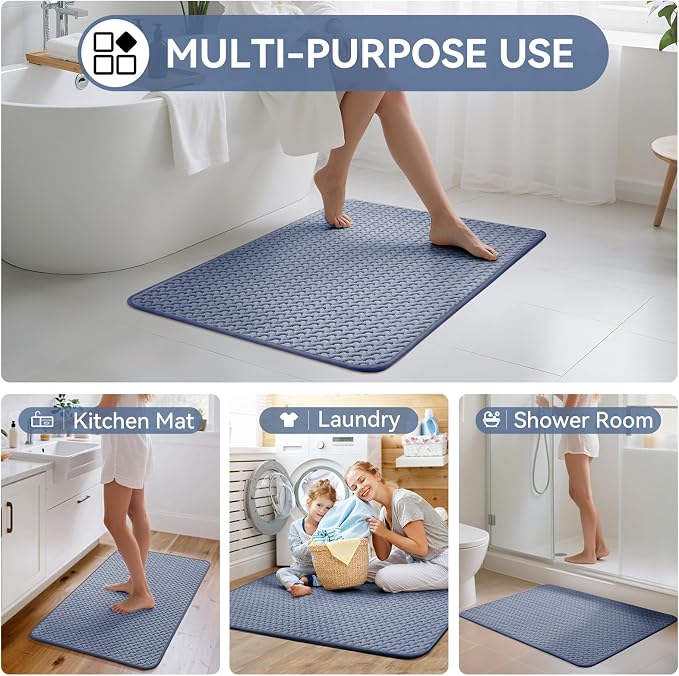 YDKGL Bathroom Rugs Non Slip, Super Absorbent Quick Dry Bath Mats for Bathroom, Foam Weave Texture Thin Bath Rugs Washable with Rubber Backing Fit Under Door Outside Shower,24" x 35“