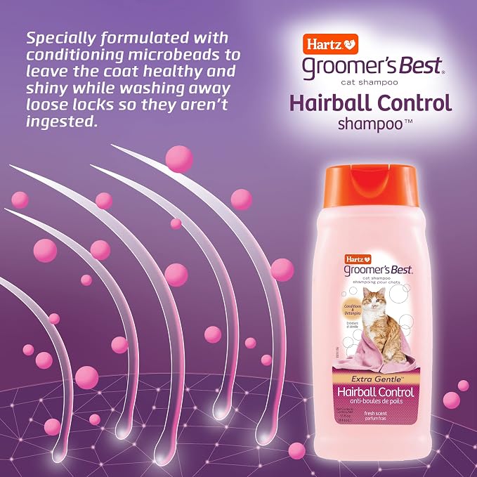 Hartz Groomer's Best Cat Shampoo, Extra Gentle Hairball Control, 15 Ounces