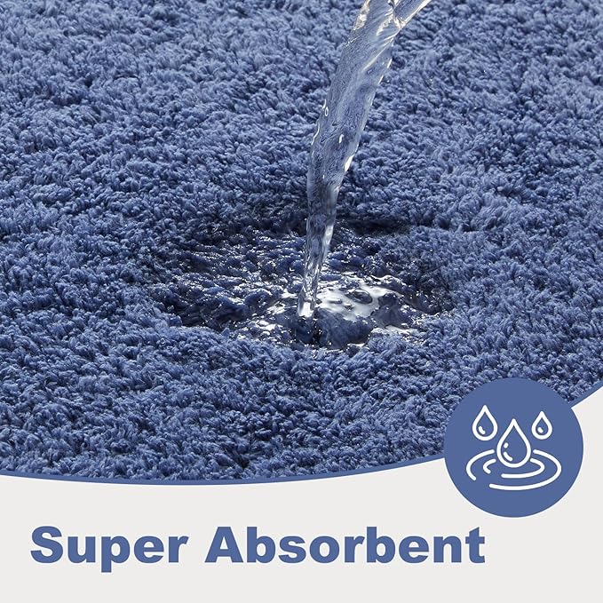 TYUU Large Bathroom Rugs, Ultra Soft Super Absorbent Bath Rugs Non Slip Washable Quick Dry Bath Mat with Rubber Backing for Bathroom Floor, Shower, or Sink, Denim Blue 3' x 4'