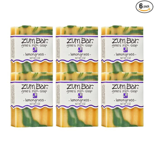 Zum Indigo Wild Goat's Milk Soap Bar - Bar Soap for Hands & Body Made with Essential Oils - 3 oz - Lemongrass (6 Pack)