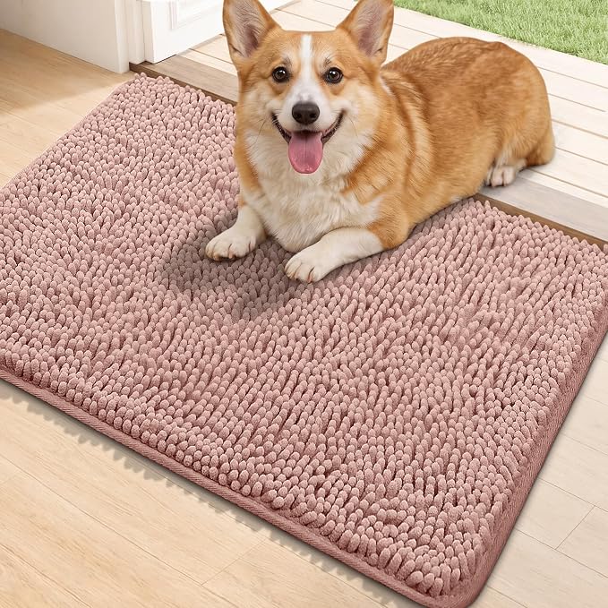 Bcoimo Super Absorbent Dog Door Mat, 30"*20" Anti Slip Mat for Muddy Paws, Pet Rugs for Dirty Paws Washable that Absorbs Moisture and Dirt, for Dog Cage and Pet Resting Carpet