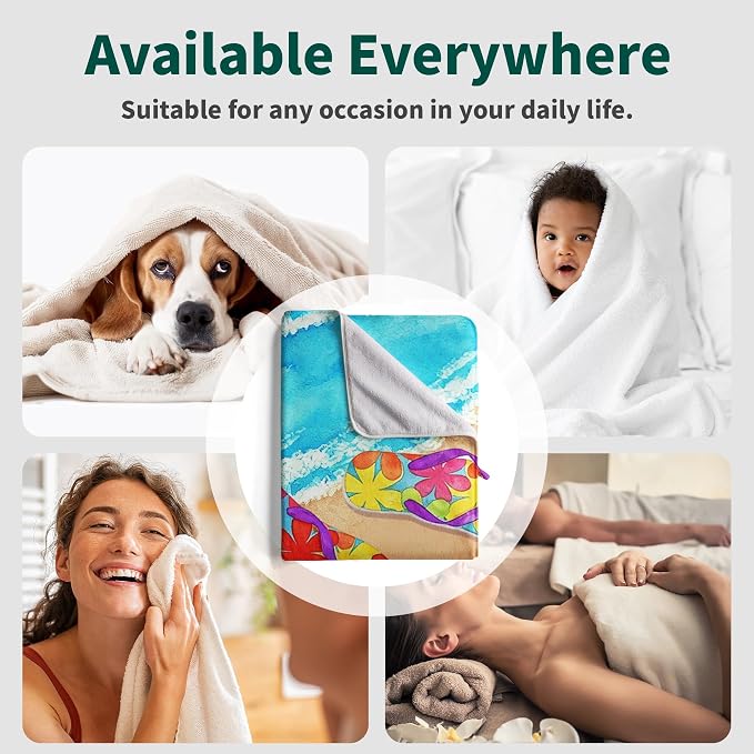 Ocean Beach Theme Bath Towels Microfiber Absorbent Large Bathroom Towel with Starfishs