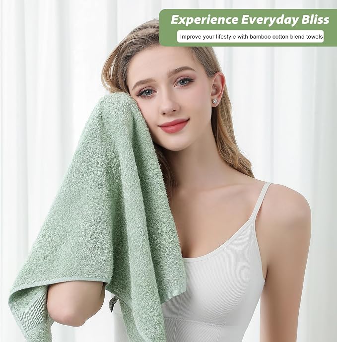 Aibaser Hand Towels-16x30inch - Lightweight and Highly Absorbent Hand Towels for Bathroom, Travel, Gym, Shower and Spa (Green)