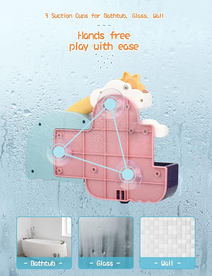 TI-TOO Baby Bath Toys, Fun Simple Physics Educational Bathtub Water Toy, Bath Time Fun Splash Toys for 1, 2, 3+ Year Old Boys Girls Toddlers, Safe Colorful Skin Friendly Waterwheel Bathing Toy