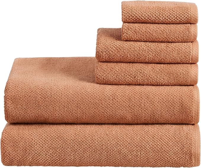 Great Bay Home 100% Cotton 6 Piece Bath Sheet Set - Absorbent, Quick-Drying, Durable Bath Towels for Bathroom Decor - Low-Twist, Two-Ply Fibers (Clay)