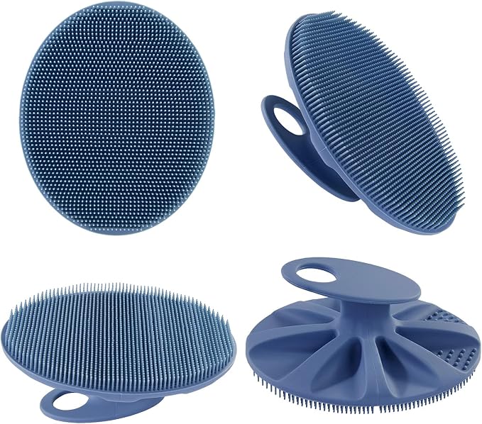 INNERNEED Silicone Body Cleansing Brush Exfoliating Scrubber, Dark Blue | Gentle Massage, Deep Clean, Hygienic Shower Scrub Brush Soft Bristles for All Skin Types, Easy to Hold