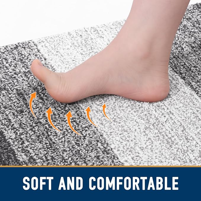 Smiry Dog Door Mat for Muddy Paws, Absorbs Moisture and Dirt, Low-Profile Entryway Mat with Non-Slip Backing, Entry Indoor Outdoor Doormat for Inside Floor (47x17 Inches, Grey, Striped)
