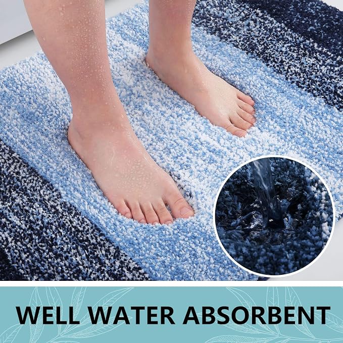 Arotive Microfiber Bathroom Rugs, Shaggy Soft and Absorbent Bath Rug, Thick Plush Machine Washable Dry Bath Mats for Bathroom, Tub and Shower, 70x46, Blue, Rectangular