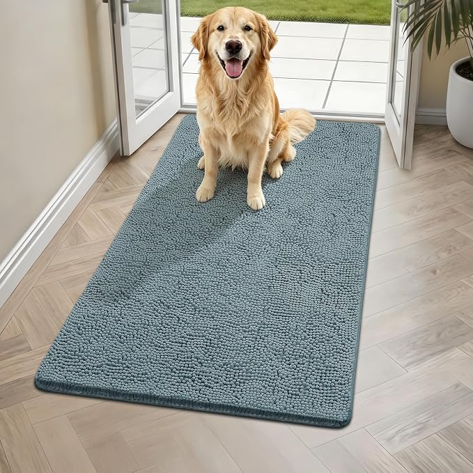 Bcoimo Super Absorbent Dog Door Mat, 48"*30" Anti Slip Mat for Muddy Paws, Pet Rugs for Dirty Paws Washable that Absorbs Moisture and Dirt, for Dog Cage and Pet Resting Carpet