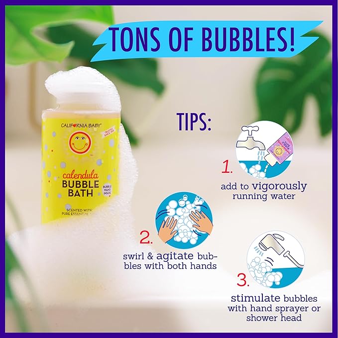 California Baby Calendula Bubble Bath | 100% Plant-Based Kids Bubble Bath | Soothing Lavender Baby Bubble Bath | Free Bubble Wand | 384 mL / 13oz