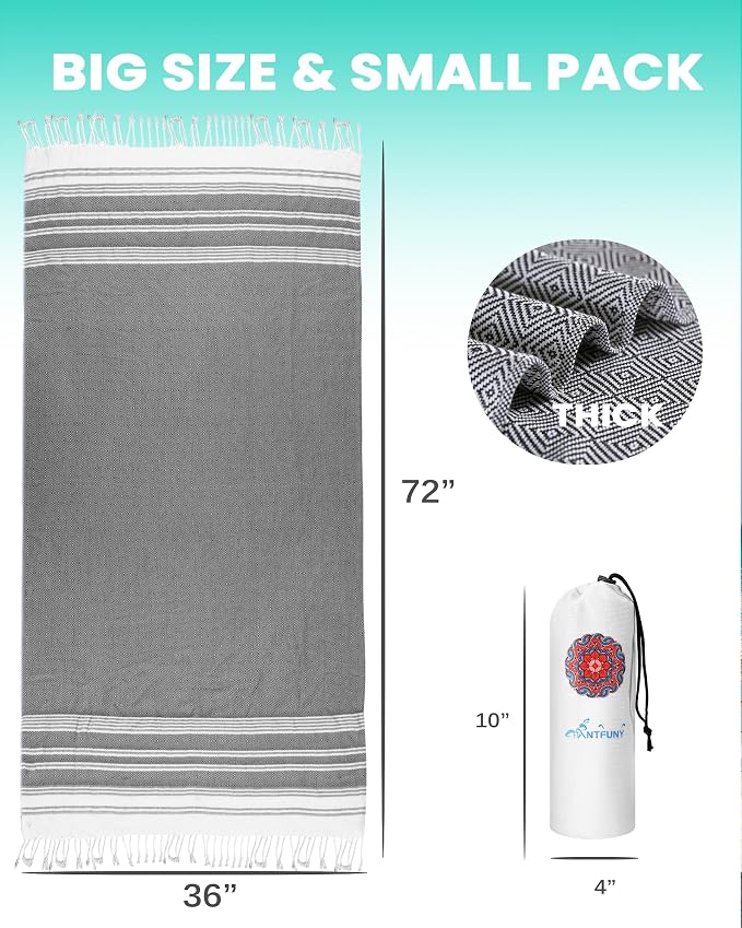 Turkish Beach Towel Quick Dry Sand Free Mens Birthday Gift Ideas for Dad Father Day Husband Brother Uncle Boyfriend in Law Male Boss Grandpa Him Retirement 60th 50th 40th 30th Wife Daughter Son