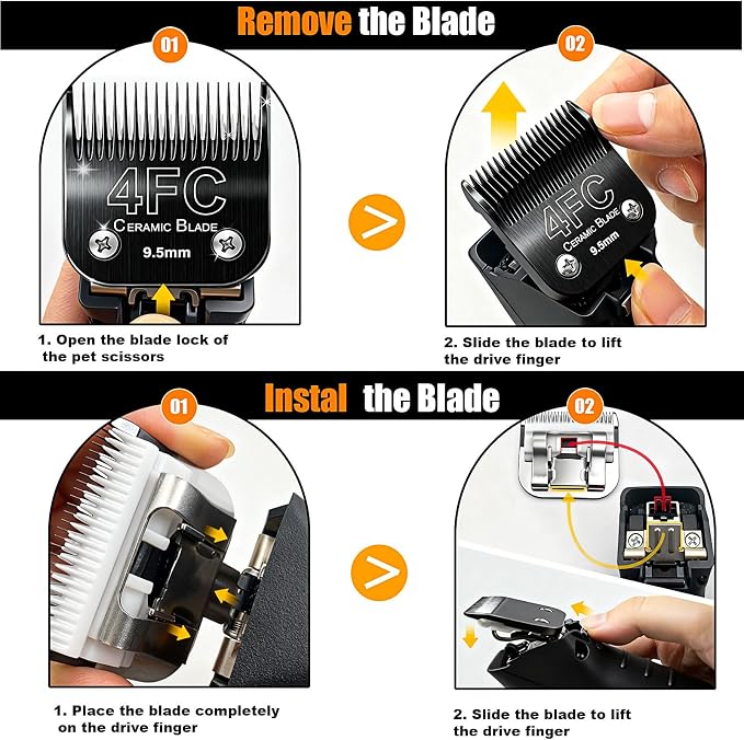 Dog Grooming Blades Compatible with Andis Clippers 4FC Blade (9.5mm) | Dog Clipper 4FC Blades For Most OsterA5, Wahl KM Series Pet Clippers