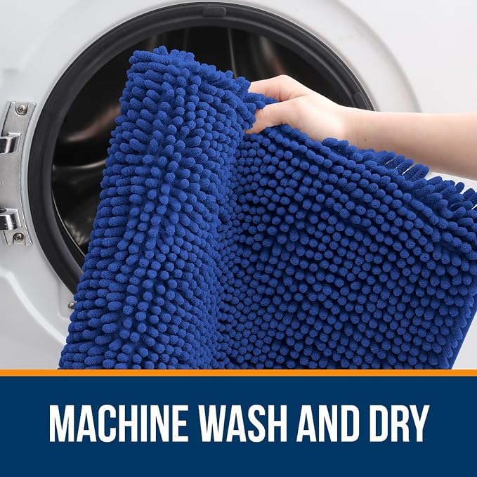 OLANLY Large Bathroom Rugs 40x24, Extra Soft Absorbent Chenille Bath Rugs, Rubber Backing Quick Dry, Machine Washable Bath Mats for Bathroom Floor, Tub and Shower, Home Decor Accessories, Royal Blue