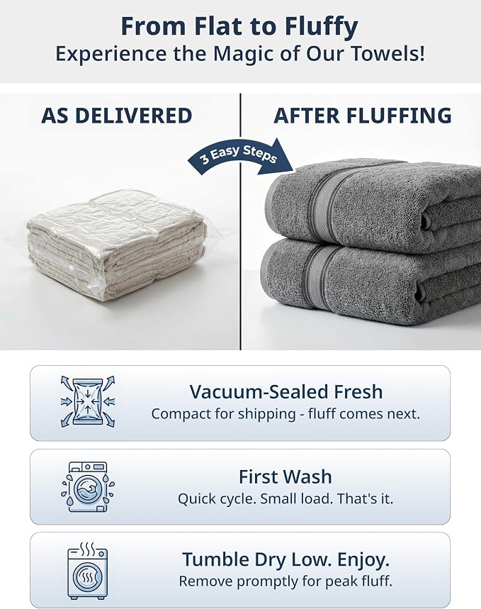 LANE LINEN Bath Towel Set of 12 – Premium 100% Cotton Towels for Bathroom, 4 Bath, 4 Hand & 4 Washcloth, Zero Twist, Hotel Collection Towels, Gentle on Body, Absorbent & Ideal for Everyday Use – Grey