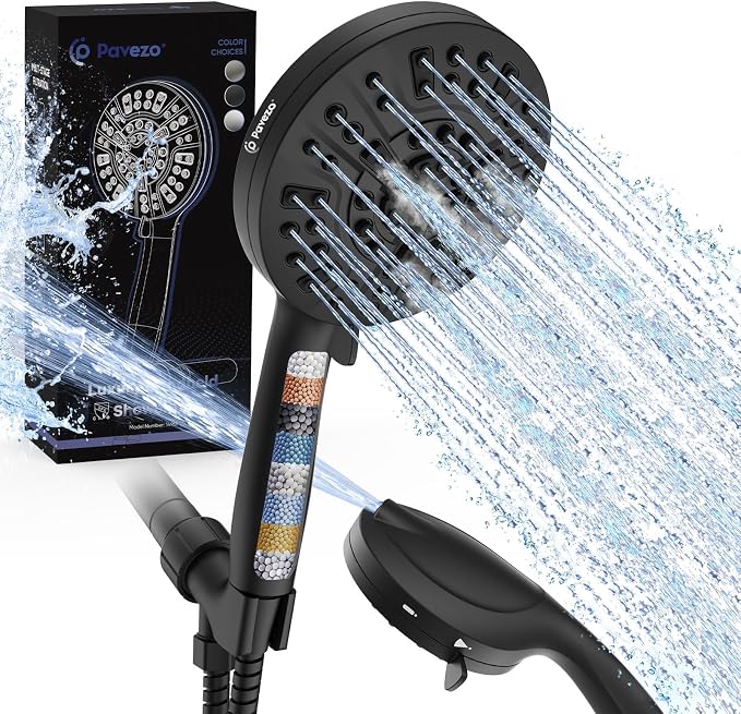 5-Inch High Pressure Handheld Shower Head with 10-Mode Powerhead, Extra Long 72-Inch SS Hose, Matte Black