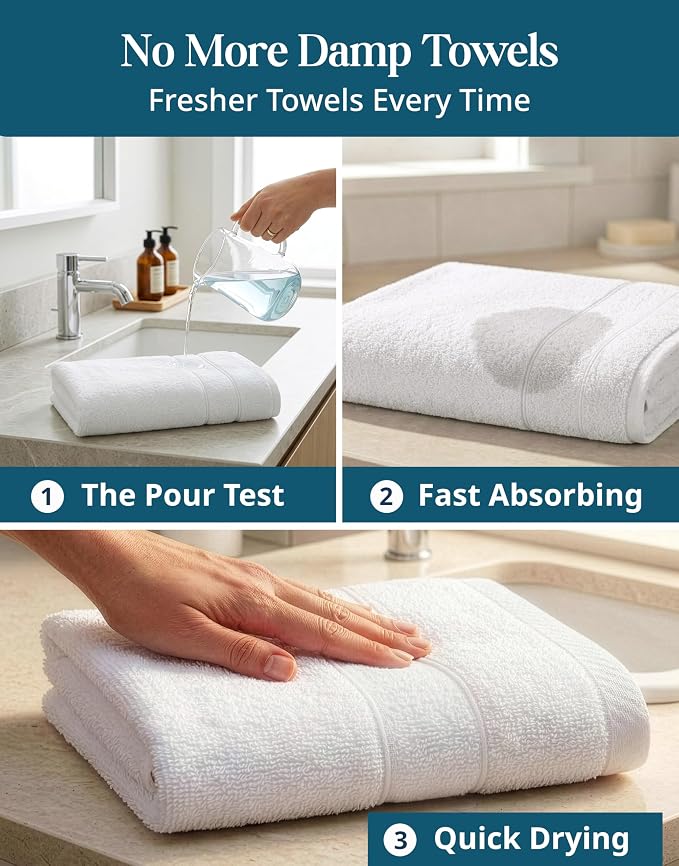 White Hand Towels for Bathroom - Pack of 4 (16"x28") 100% Cotton Hand & Face Towels - Soft, Durable, Quick Dry & Highly Absorbent, Fingertip Towel for Bathroom - Great for Gym, Salon, Spa & Family Use