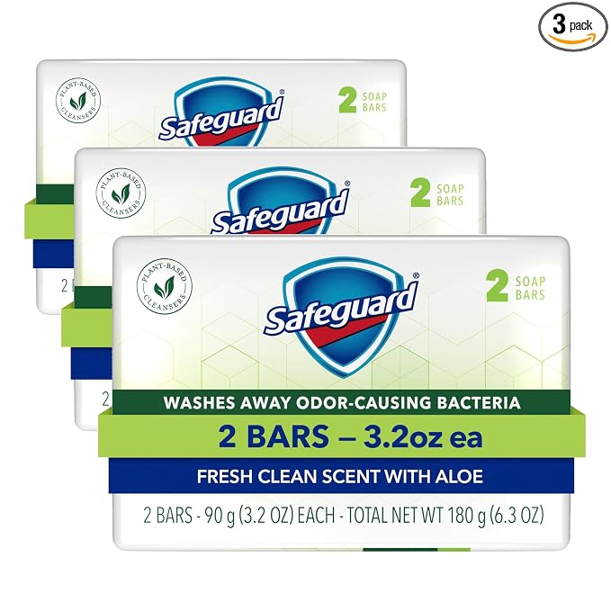Safeguard Bar Soap Fresh Clean Scent with Aloe Extract, 3.2oz (2 Count) (Pack of 3)