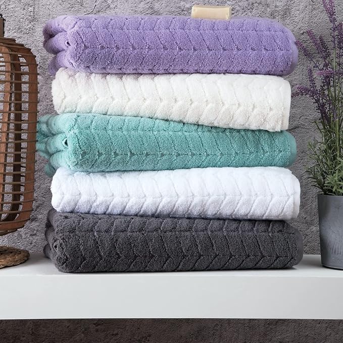 BAGNO MILANO Turkish Cotton Bath Towels, Hand Towels - Soft Plush Jacquard Collection Luxury Towels Set (Charcoal, Bath Sheet 35x70)