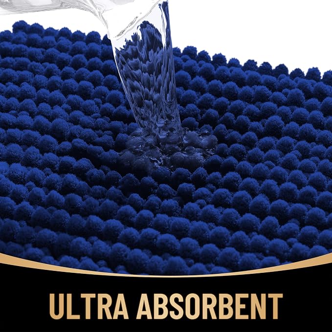 OLANLY Thick Bathroom Rugs 36x24, Extra Soft Absorbent Chenille Bath Rugs, Rubber Backing, Machine Wash Dry, Bath Mats for Bathroom Floor, Tub and Shower, Home Decor Accessories, Navy