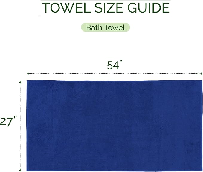 Elegant Comfort Three Line Popcorn Towel Set for Bathroom 27 x 54 inches, Premium Hotel Quality 2-Pack Bath Towels, 100% Turkish Cotton, Soft and Durable, Quick Dry and Highly Absorbent, Cobalt Blue