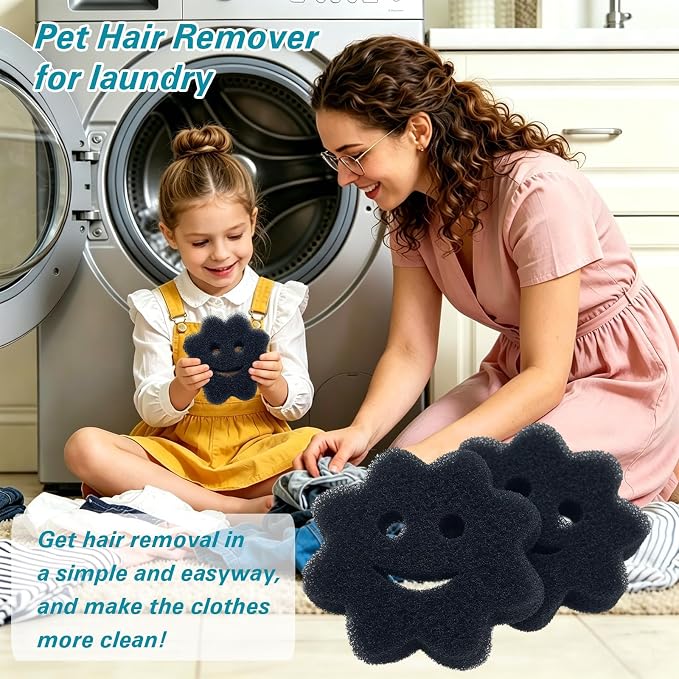 Reusable Pet Hair Remover for Laundry, Efficient Dog Cat Hair & Dander Catcher for Washing Machine and Dryer, Soft Fabric Lint Remover Effectively Remove Pet Fur Fluff from Clothes and Bedding （4PCS）