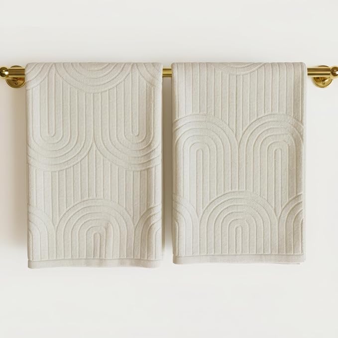 KIBAGA Decorative Hand Towels for Your Bathroom Or Kitchen – Luxurious Set of 2 Soft Boho Cotton Towels are Absorbent, Lightweight & Dry Quickly - Perfect to Elevate Any Bath Decoration at Home