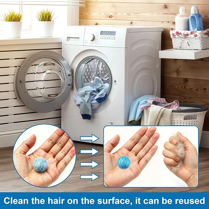 20Pcs Pet Hair Remover for Laundry - 1.4 inch Mini Ball Lint Traps for Washing/Dryer Machine, Effective Cat Dog Laundry Pet Hair Catcher for Clothes, Sheets, Towels, Not Damage Fabric
