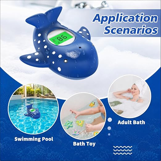Baby Bath Thermometer for Infant & Toddler,Floating Digital Water Temperature Thermometer with 3-Color LED Backlight, Instant Accurate Reading,Baby Bath Toy,Hot & Cold Alert（Deep Blue Whale）