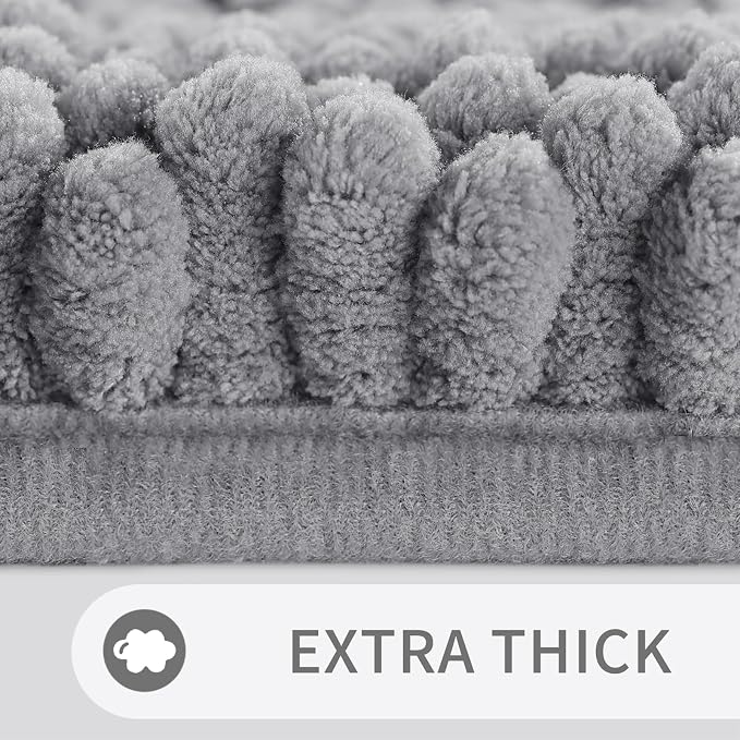 Yimobra Toilet Rugs U Shaped Washable 24 x 20, Non Slip and Super Absorbent Toilet Mat, Quick Dry, Ultra Luxury Microfiber Chenille Plush Fluffy Contour Bath Rugs for Toilet Base, Gray