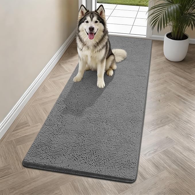 Bcoimo Super Absorbent Dog Door Mat, 60"*24" Anti Slip Mat for Muddy Paws, Pet Rugs for Dirty Paws Washable that Absorbs Moisture and Dirt, for Dog Cage and Pet Resting Carpet