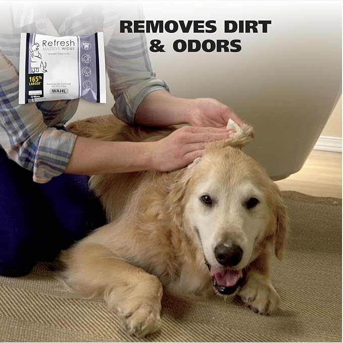 Wahl Refresh Massive Dog Wipes for Cleaning and Odor Control, Face, Body, Butt and Paw Cleaner for Dogs, Lavender Chamomile Scent, 36 Count, Model 3027118