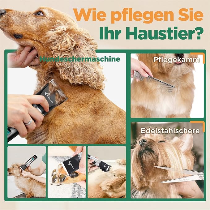 Gimars 4 in 1 Dog Grooming Clippers with Small Trimmer, 7000RPM High-Power 4-Speed Quiet Pet Shaver (≤55dB), Cordless Rechargeable Dog Hair Clippers for Thick Coats with Scissors, Comb & USB