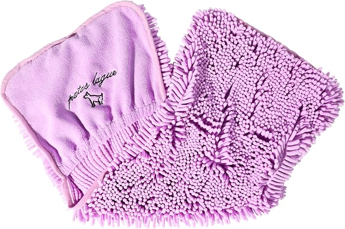 Patas Lague Absorbent Dog Towel for Drying Dogs Large, 35''x15'' Extra Large Microfiber Quick Drying Pet Bath Towel with Hand Pockets, Machine Washable Pet Shammy Lilac