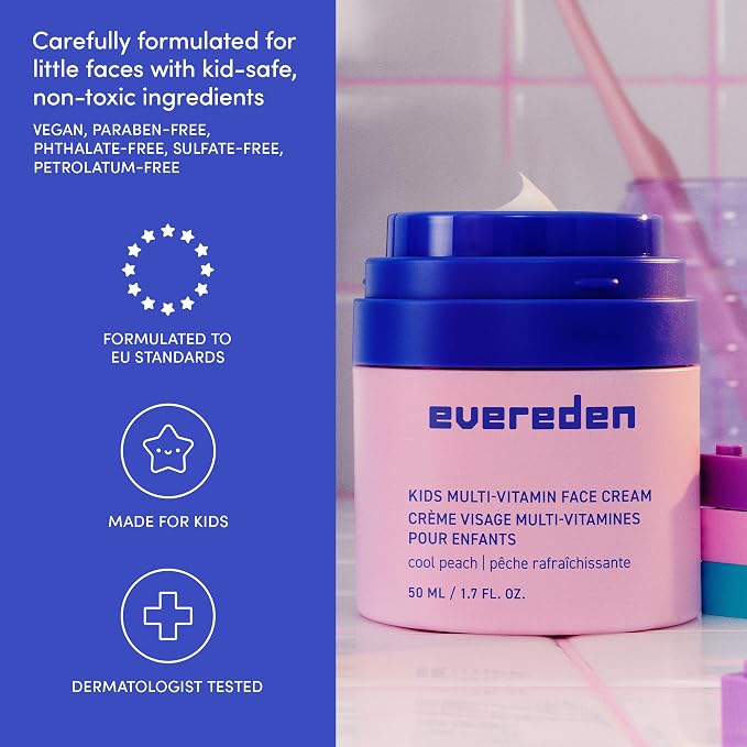 Evereden Kids Travel Set: Clean & Vegan 5-Piece Holiday Gift Set | Skin Care Set for Toddlers with Detangling Spray, Face Wash, Cream, Shampoo, Conditioner | Travel Size Toiletries | TSA approved