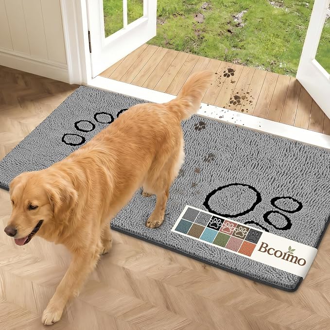 Bcoimo Super Absorbent Dog Door Mat, 48"*30" Anti Slip Mat for Muddy Paws, Pet Rugs for Dirty Paws Washable that Absorbs Moisture and Dirt, for Dog Cage and Pet Resting Carpet