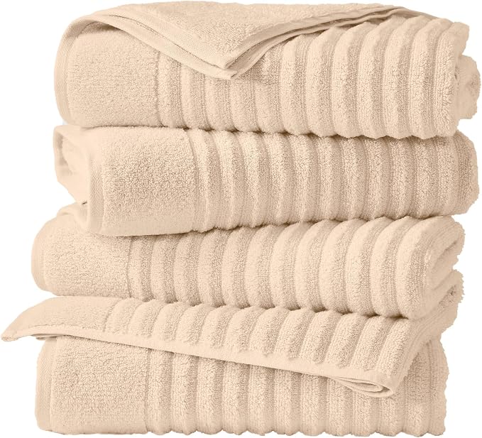 Great Bay Home 4 Pack Bath Towel Set - 100% Cotton Towels - Absorbent & Quick-Dry Towels for Bathroom (Dune)