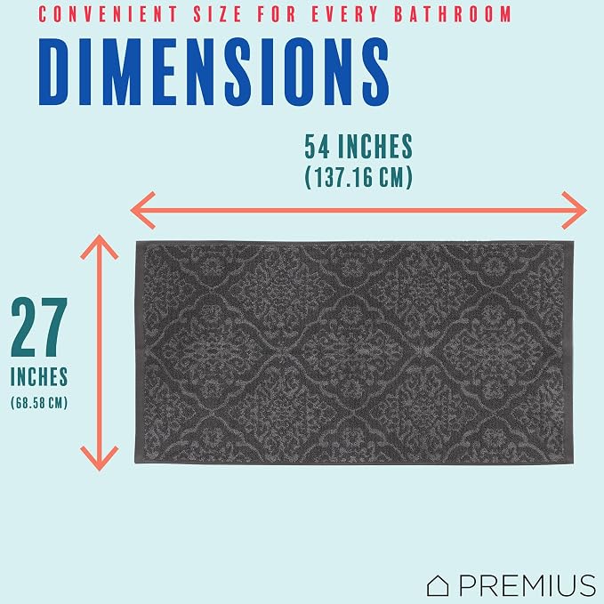 2 Pack Damask Hand Towel, Bath Towel, and Bath Sheet Towel, 100% Cotton Yarn Dyed, Lux Drying Experience, Great for Hands and Body, Perfect for Spa & Home Use (Gray, Bath Towel)