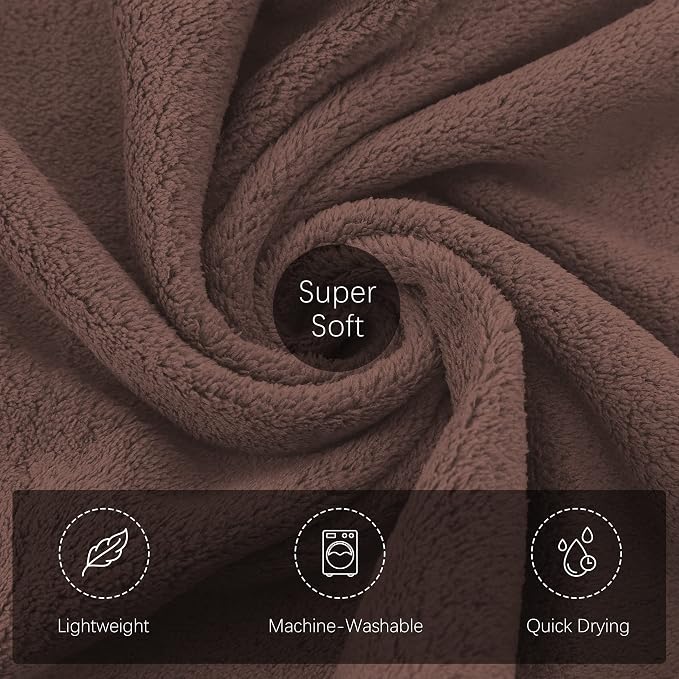 TENSTARS Silk Hemming Bath Towels for Bathroom Clearance - 27 x 55 inches - Light Thin Quick Drying - Soft Microfiber Absorbent Towel for Bath Fitness, Sports, Yoga, Travel, Gym - 2 Pack, Wood Brown