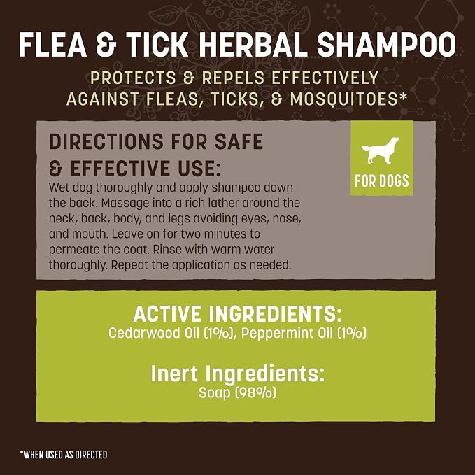 Earth Animal Apothecary Natural Flea & Tick - Herbal Shampoo for Dogs - 12 oz. Bottle