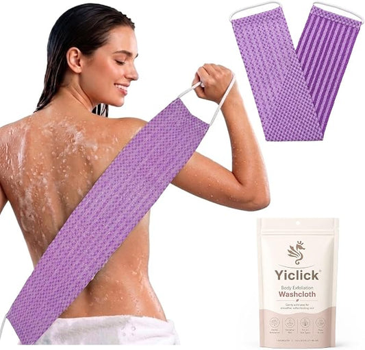 Yiclick Dual-Textured Exfoliating Washcloth Towel - Back Scrubber for Use in Shower Bath, Exfoliating Body Scrubber Exfoliator, Japanese Exfoliate Loofah Lufa Sponge Wash Cloth for Women Men